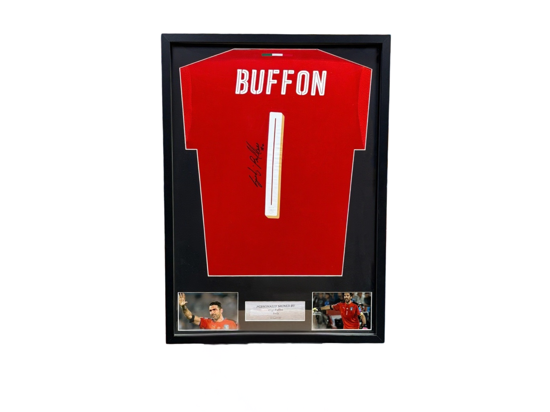 Voetbal Memorabilia - Buffon Framed Signed Shirt Paris Saint Germain